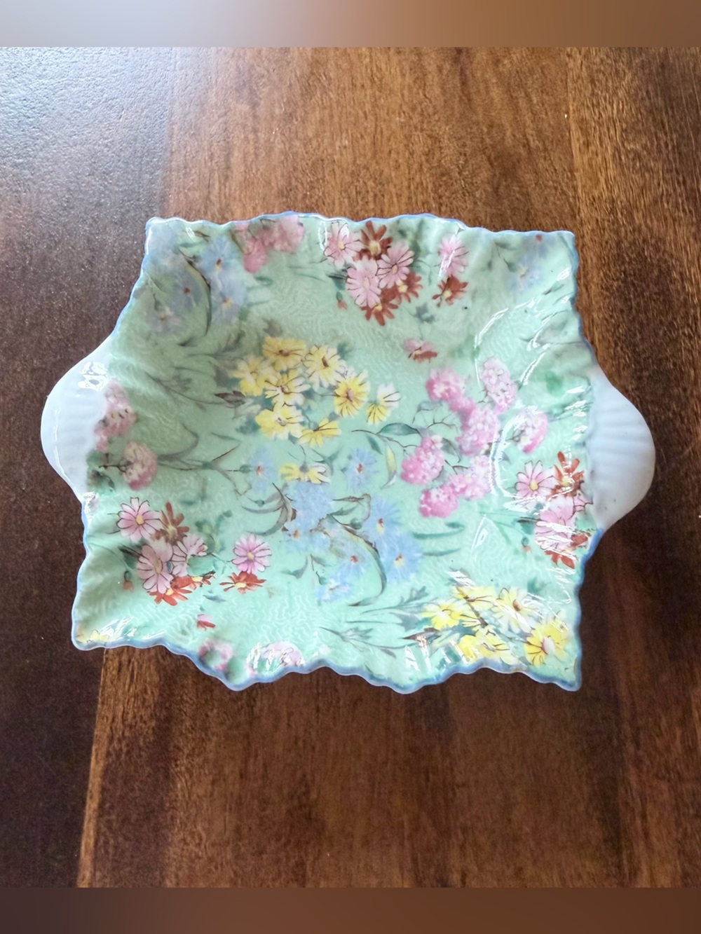 Vintage Shelley floral Chintz square trinket or pin dish Melody pattern